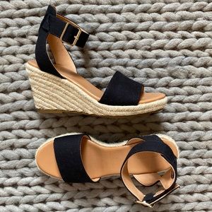 J.Crew Espadrille Black Wedge Sandals